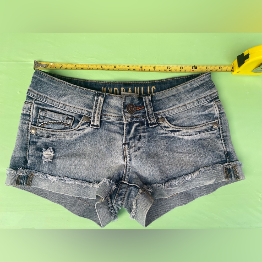 LOW RISE VINTAGE HYDRAULIC Women's Distressed Denim Shorts SIZE 0 JUNIORS - Picture 9 of 12